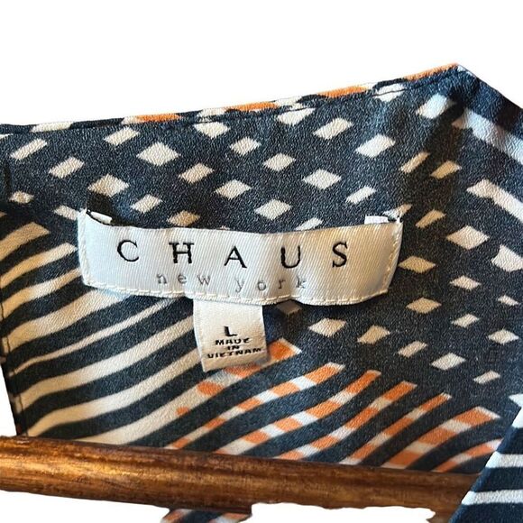 Chaus New York Sleeveless Blouse Top Abstract Geometric Print Multicolor - Picture 2 of 4